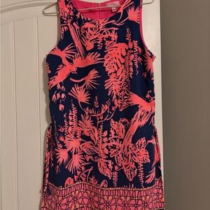 Lilly Pulitzer Donna Romper Indigo Night Caw Blu And Pink Print Size 2 EUC.